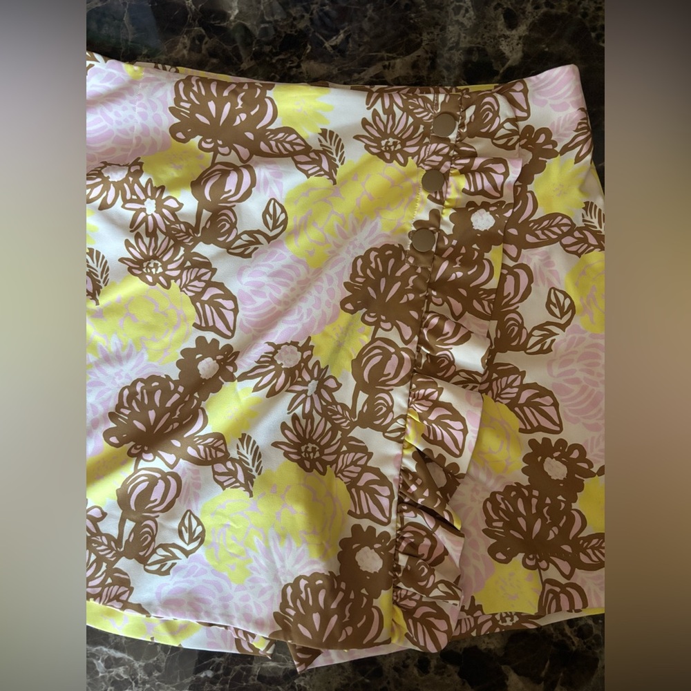 Tory Sport Yellow and Brown Floral Skirt